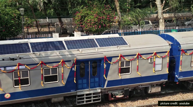 Train with solar panels