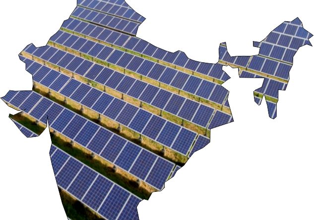 Solar panels in the shape of India
