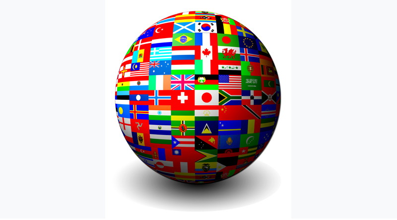 Round Globe With all the flags
