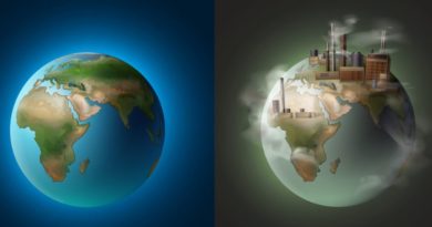 Earth before and during pollution