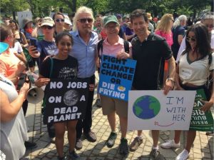 Richard Branson with Climate Change protesters