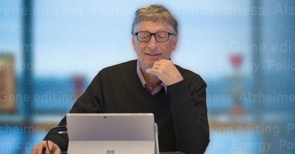 Bill Gates Using a Laptop