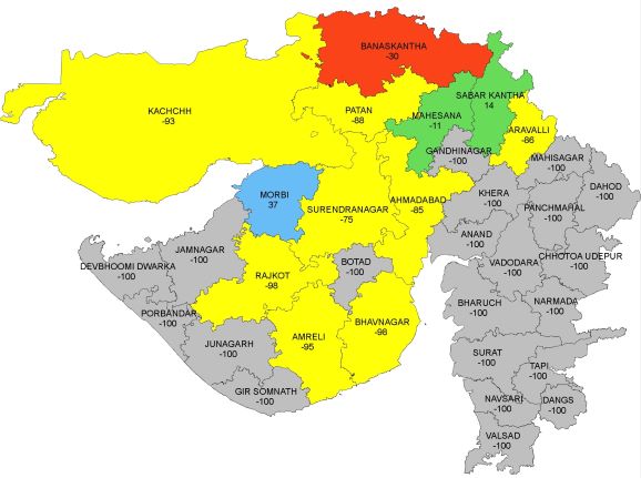 Gujarat's District rainfall map