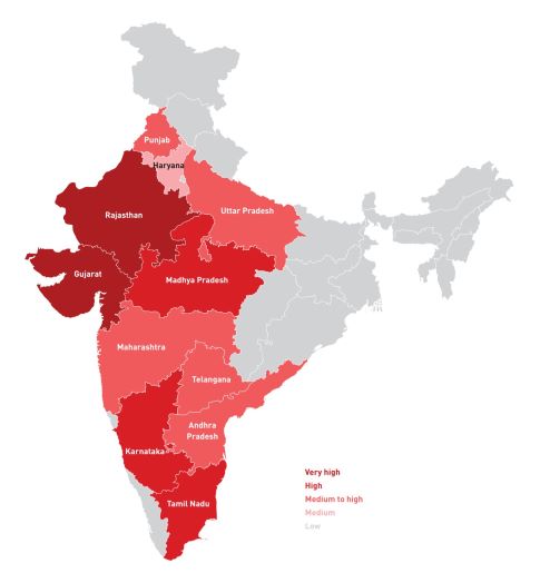 Water-risk exposure for solar power plants in India