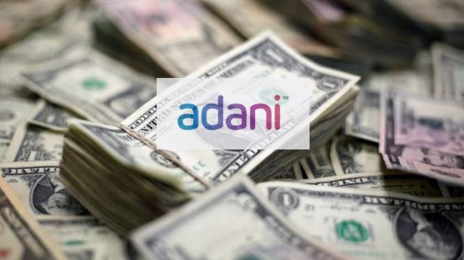 Adani Group green hydrogen funding dollars with adani logo