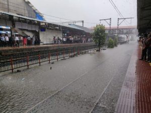 Thane Rail Tracks are under water Thane Rail Tracks are under water