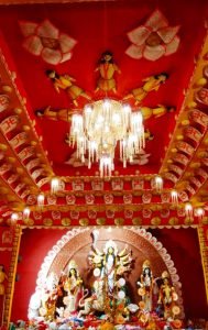 Eco-friendly Durga Puja Pandal in Delhi's Dwarka. Pic: Anirban Roy