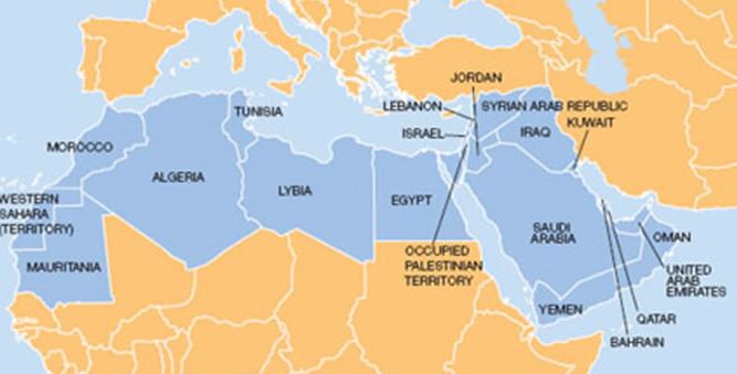 map of MENA region
