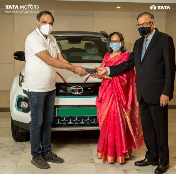 N Chandrsekaran takes delivery of a new car