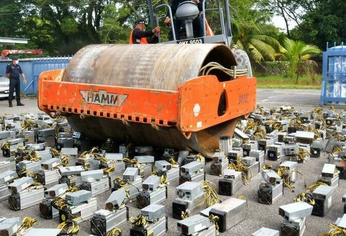 Malaysia destroys mining rigs for crypto