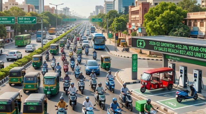 India's electric vehicle (EV) market continued its rapid expansion during the second quarter of 2026, with sales rising 52.3 per cent year-on-year to 837,453 units, according to data from the Ministry of Heavy Industries (MHI). The figure compares with 549,900 EVs sold during the corresponding period in 2025, reflecting sustained consumer demand despite the absence of major new national purchase incentives. The latest numbers suggest that EV adoption in India is increasingly being driven by market economics rather than policy support, with buyers continuing to shift towards electric mobility across multiple vehicle segments. EV Market Records Strong Growth India added nearly 288,000 more electric vehicles during the April-June 2026 period than it did a year earlier, underscoring the sector's resilience amid evolving market conditions. The growth comes after concerns in recent years that EV demand could slow as early adopters completed their purchases and government subsidies were gradually reduced. Instead, the latest quarterly figures indicate that consumer interest has remained strong, signalling that the market is entering a more mature phase of adoption. With more than 9,000 electric vehicles being sold every day during the quarter, EVs are becoming an increasingly common feature of India's transport landscape. Two- and Three-Wheelers Continue to Lead Adoption Unlike several developed markets where electric vehicle adoption has largely been driven by passenger cars, India's transition continues to be dominated by two-wheelers (e2w) and three-wheelers (e3w). Electric scooters have emerged as a popular choice for daily commuters, while electric auto-rickshaws and e-rickshaws have gained widespread acceptance among commercial operators due to their lower operating costs. For many drivers, reduced fuel and maintenance expenses translate directly into improved household income, making electric mobility an economic decision rather than an environmental one. This cost advantage has played a major role in expanding EV adoption beyond early technology enthusiasts to mainstream consumers and commercial fleet operators. Cleaner Urban Transport Offers Wider Benefits The rapid adoption of electric two wheelers and electric three wheelers is also expected to contribute to improved air quality in India's cities. These vehicle categories account for a significant share of urban traffic and operate extensively in densely populated areas, where emissions from conventional internal combustion engines have a direct impact on public health. Replacing petrol and diesel-powered vehicles with electric alternatives helps reduce tailpipe emissions in high-traffic corridors, residential neighbourhoods and last-mile transport routes. In addition to lowering local air pollution, electric vehicles also contribute to quieter urban environments by reducing traffic noise. Infrastructure Challenges Remain Despite the strong sales momentum, several challenges remain as India's EV ecosystem expands. Charging infrastructure continues to be unevenly distributed, particularly for apartment residents and urban consumers who lack dedicated parking or private charging facilities. Expanding access to reliable public and residential charging networks will be critical to supporting the next phase of EV adoption. The environmental benefits of electric mobility also depend on the gradual decarbonisation of the power sector. While India's electricity mix continues to include a substantial share of coal-fired generation, increasing renewable energy capacity is expected to improve the lifecycle emissions profile of EVs over time. Battery recycling is emerging as another important priority. The first generation of batteries installed in EVs during the early 2020s is expected to begin reaching the end of its operational life before the close of this decade. As a result, investments in recycling facilities, second-life battery applications and extended producer responsibility (EPR) systems will become increasingly important. Industry Enters a New Phase The latest quarterly sales figures indicate that India's electric mobility transition is moving beyond policy-led adoption and becoming increasingly consumer-driven. With demand continuing to grow, attention is expected to shift towards strengthening the supporting ecosystem through expanded charging infrastructure, cleaner electricity generation, battery recycling capacity and improved grid readiness. As quarterly EV sales continue to rise, these supporting systems will play an equally important role in ensuring that India's electric mobility growth remains sustainable over the long term.